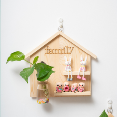 洛伊 天然木質壁掛式透明花盆 原木公仔商品, 單一顏色