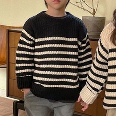 Neul兒童款橫條紋寬鬆長袖針織衫