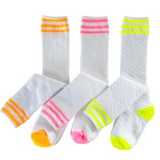 코코비도로시 아동용 네온메쉬삼선 니삭스 3족 세트