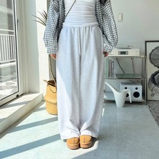 DIAMIGNON 女款綁帶素面口袋寬版抽繩鬆緊腰運動褲