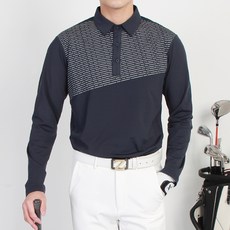 MINEFLOW 男款高爾夫T恤 BL 刷毛斜線印花T恤