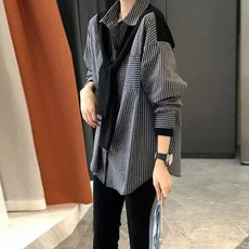 Chic Hills 女款 Lactea 層次感領帶條紋襯衫 11060