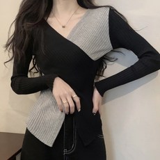 PEONIST 女性交叉裹身V領針織T恤