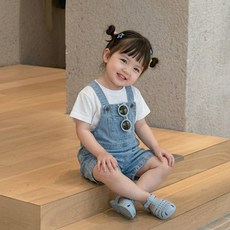 스타도어 아동용 포켓포인트 데님 멜빵 반바지