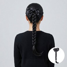 Alleophom 女性用黑色緞帶夾式馬尾辮子假髮 L264-0068