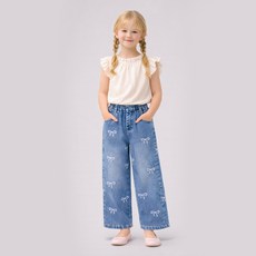 로시앤로우 주니어 아동용 러블리 리본 밴딩 데님 팬츠 SK008