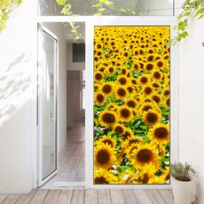 GGOOMIM 黃澄澄向日葵玄關門壁貼 ah669, 混合顏色, 100 x 210 cm