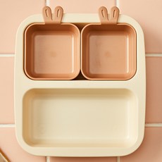 Modern House 兒童安全可微波 Nestic 兔子迷你餐盤組 粉紅色 餐盤 + 小碗 2入, 1組, 盤子+小球2p, 粉色