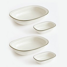 復古滾邊義大利麵盤 L號 2入+S號 2入組, 1套, 棕色的