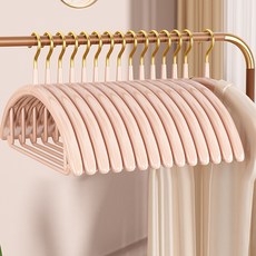 Lala工房 飯店式高級矽膠塗層金色掛鉤防肩角衣架, 粉紅色, 20個