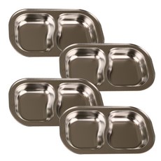 孩童玩具不銹鋼2格式深點心盤 3957-1, 銀, 4個