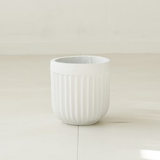 플라우스302 원형 스트라이프 시멘트 화분, 화이트, 1개