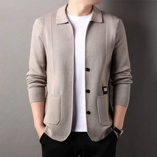 Seonbit 男士米色領開襟衫