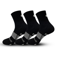 mont-bell 男士 Stone 背面標誌緩震中筒登山襪 MB-S07 3雙, 黑色, 1套