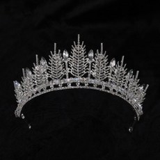 派對用品 髮飾 婚禮 水鑽 巴洛克皇冠, 銀色, 1個