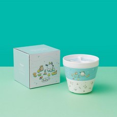 Dayneeds 三麗鷗明星系列 帕恰狗 餐具3件組, 1組, 分隔餐盤+大碗+小碗, 帕恰狗款 白色 + 藍色