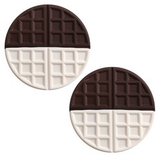 鬆餅造型矽膠隔熱墊, 白+巧克力, 2個