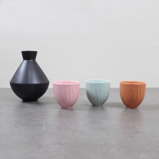 月鹽 陶瓷半霧面三色德利清酒壺組, 1套, 酒瓶 + 酒杯 3種