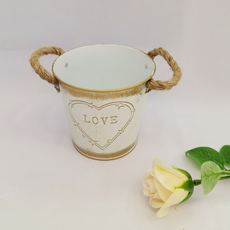 納比達金屬愛心提把花盆, 白色, 1個