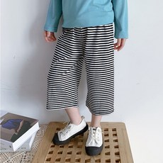 꼰띠키즈 여아용 통기성 스트라이프 통바지