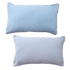 꿈꾸는두부 유아용 삼중거즈 베개 2종 세트 솜포함, C/9블루, 그레이)