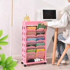 EVER HOUSE 移動式收納書本推車, 粉紅色
