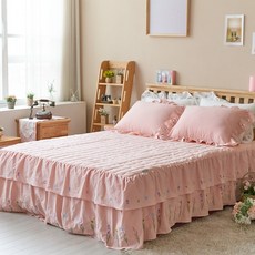 류금숙 여자의 정원 광목 워싱 자수침구 이중 프릴 침대커버 세트