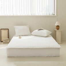 deriul 40支純棉柔軟絎縫床墊, 白色