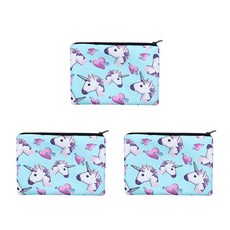 邱比特獨角獸表情方形多功能化妝包 3入