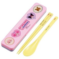 Skater 掀蓋環保餐具組 18cm My Melody & Kuromi Netflix, 1套, 粉色, 筷子 + 湯匙 + 收納盒