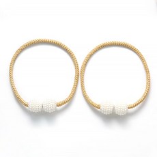 지앤와이 珍珠磁吸窗簾綁帶, 2個, 金色