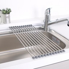 可捲式水槽瀝水架 12桿, 1個, 灰色的