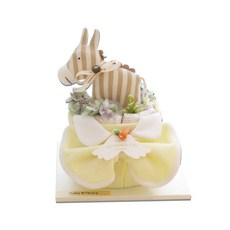 babybakery 嬰幼兒可愛小馬連身衣迷你單層尿布蛋糕 週歲, 1個, 白色, 米色, 黃色