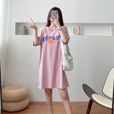 橘子文字印花哺乳連身裙