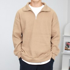 CONFIAR 男款寬鬆版型半拉鍊羅紋針織套頭衫 TC6309