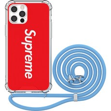 JUST4YOU 슈프림 투명방탄 강화 목걸이 휴대폰 케이스