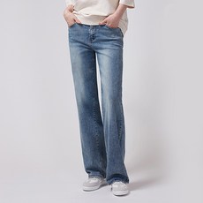 Lemon Soul 女款舒適鬆緊帶寬版牛仔褲