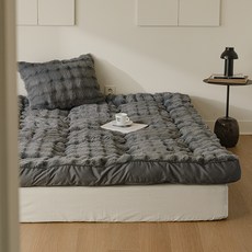 홈즈리빙 밍크 버블 극세사 양면 매트리스 토퍼, 차콜