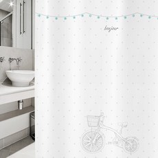 北歐風格浴簾 SC486 L號 1800*1880mm+塑膠掛鉤 12入+白色窗簾桿組合, 多彩(混合)顏色, 1套