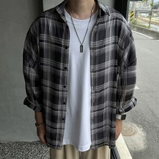 Merci D'a透視夏季格紋寬鬆泡泡袖襯衫