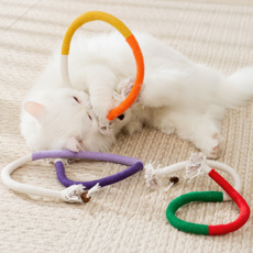 Paw Town 貓咪磨牙木天蓼彩色繩自助玩具3件組, 紅色 + 黃色 + 紫色, 1套