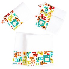 Coney Island 拼接圖案印花掛繩棉質毛巾, 小鹿(白色款), 5入