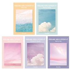 Monolike 自黏便條紙 Feeling Ver 2 5種套組, 藍色大海, 今日晴朗, 天空與海, 紫色雲彩, 星空, 1套