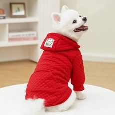 PASTEL PET 寵物絎縫熊熊連帽T恤, 1個, 紅色