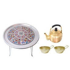 矮餐桌+水壺 1L+瑪格麗酒杯2入組, 单一颜色