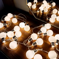 LED圓形燈泡燈串 30燈+遙控器+USB型適配器+吸盤 15入, 暖白, 1組