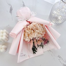 러블리팜 영원히 변하지 않는 아름다움 프리저브드 수국믹스 꽃다발 + LED 전구 세트 + 쇼핑백, 핑크, 1개