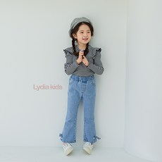 女童蝴蝶結喇叭牛仔褲