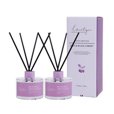 로맨띠끄 퍼퓸 파스텔 디퓨저 200ml x 2p + 섬유스틱 8p 세트, 딥 앤 블랙체리, 400ml, 1세트