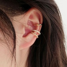 gelluna 女款層疊簡約麻花水鑽耳骨夾3件組 P-414